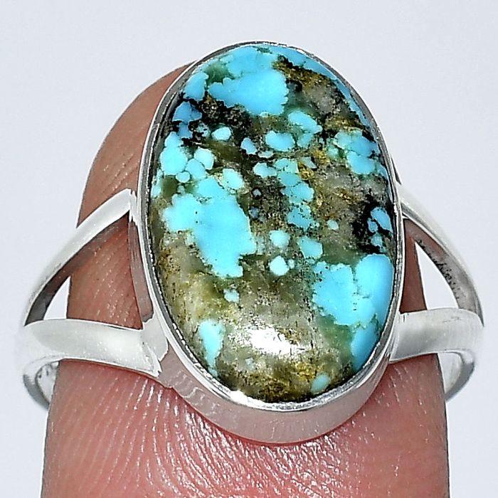 Natural Rare Turquoise Nevada Aztec Mt Ring size-8 SDR240174 R-1002, 10x16 mm