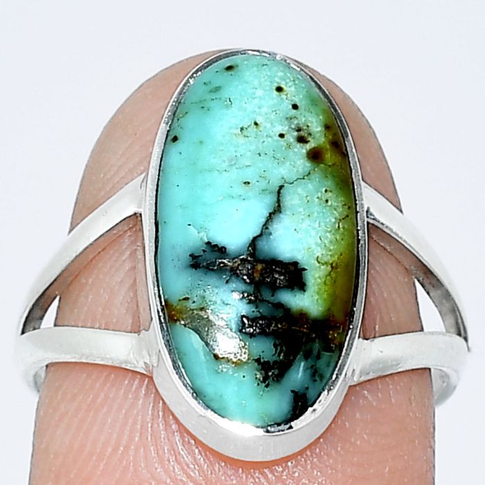 Natural Rare Turquoise Nevada Aztec Mt Ring size-7.5 SDR240207 R-1002, 8x16 mm