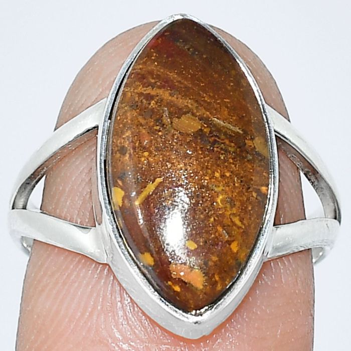 Red Moss Agate Ring size-7.5 SDR240213 R-1002, 9x18 mm