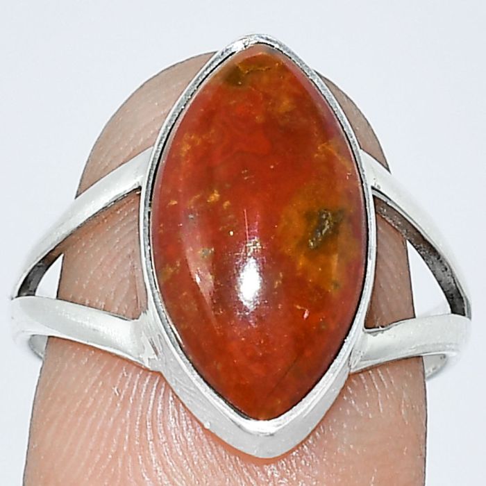 Red Moss Agate Ring size-8 SDR240240 R-1002, 9x17 mm