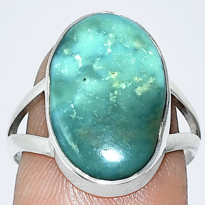 Natural Rare Turquoise Nevada Aztec Mt Ring size-7.5 SDR240289 R-1002, 11x17 mm