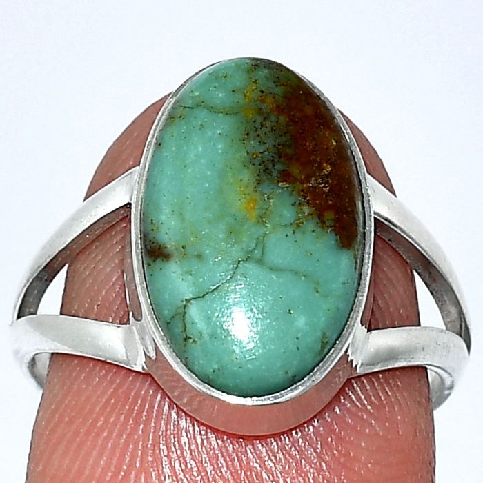 Natural Rare Turquoise Nevada Aztec Mt Ring size-7.5 SDR240295 R-1002, 9x15 mm