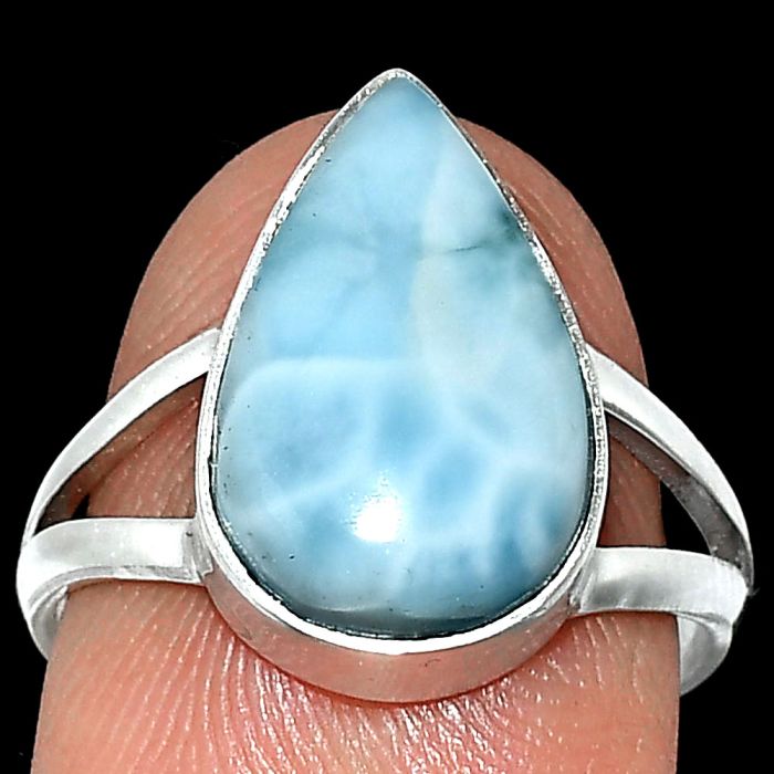 Larimar (Dominican Republic) Ring size-7.5 SDR240306 R-1002, 10x16 mm