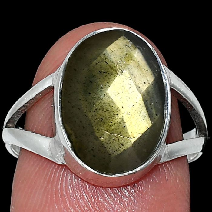 Spectrolite Labradorite Checker Ring size-8 SDR240382 R-1002, 10x14 mm
