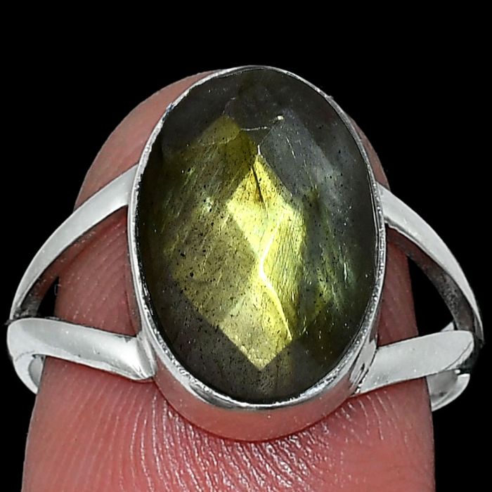 Spectrolite Labradorite Checker Ring size-7.5 SDR240386 R-1002, 10x14 mm