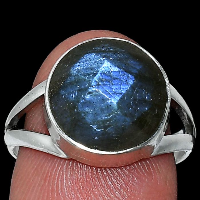 Blue Labradorite Checker Ring size-7.5 SDR240392 R-1002, 12x12 mm