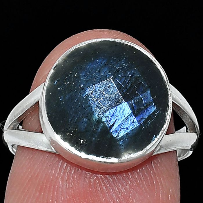 Blue Labradorite Checker Ring size-7 SDR240400 R-1002, 12x12 mm