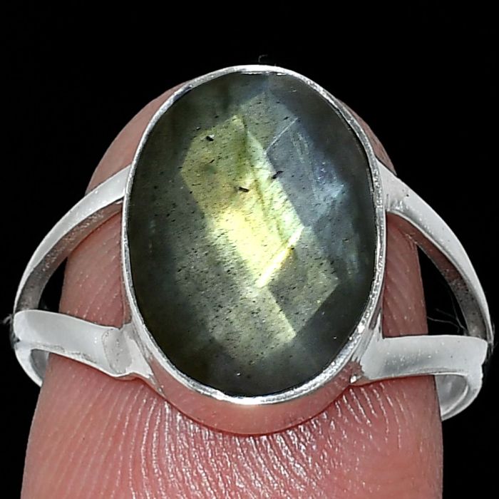 Spectrolite Labradorite Checker Ring size-8 SDR240402 R-1002, 10x14 mm