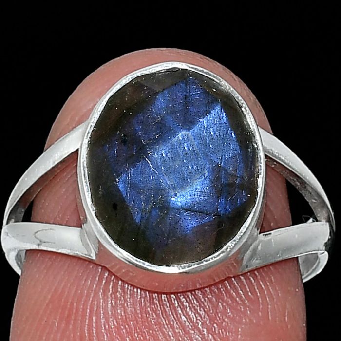 Blue Labradorite Checker Ring size-7 SDR240404 R-1002, 10x12 mm