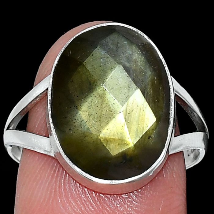 Spectrolite Labradorite Checker Ring size-9 SDR240415 R-1002, 12x16 mm