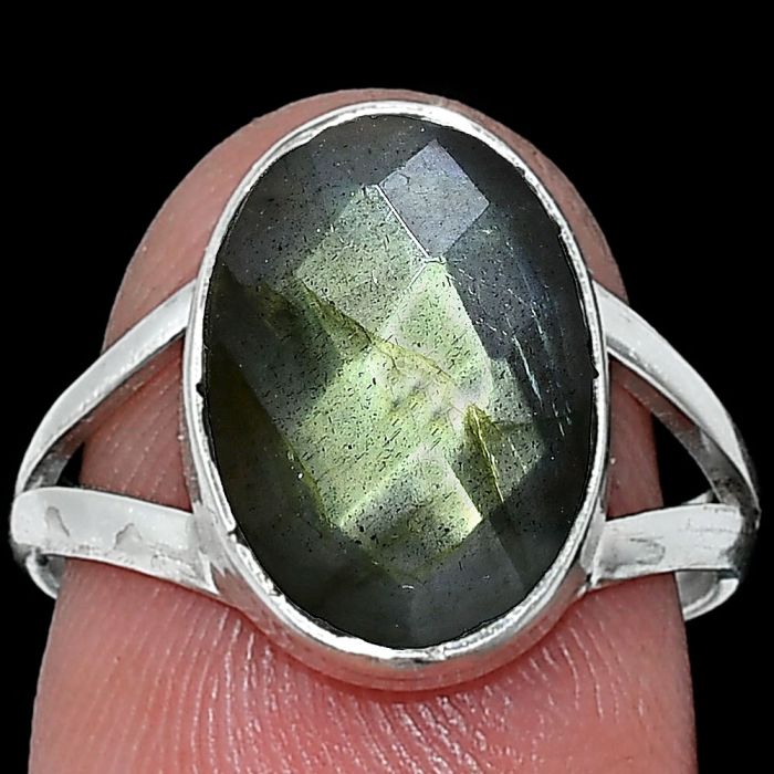 Spectrolite Labradorite Checker Ring size-7 SDR240416 R-1002, 10x14 mm