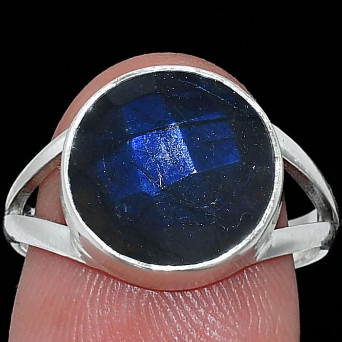 Blue Labradorite Checker Ring size-7.5 SDR240424 R-1002, 12x12 mm