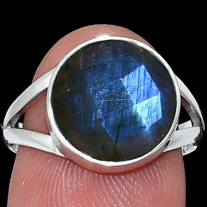 Blue Labradorite Checker Ring size-7 SDR240425 R-1002, 12x12 mm