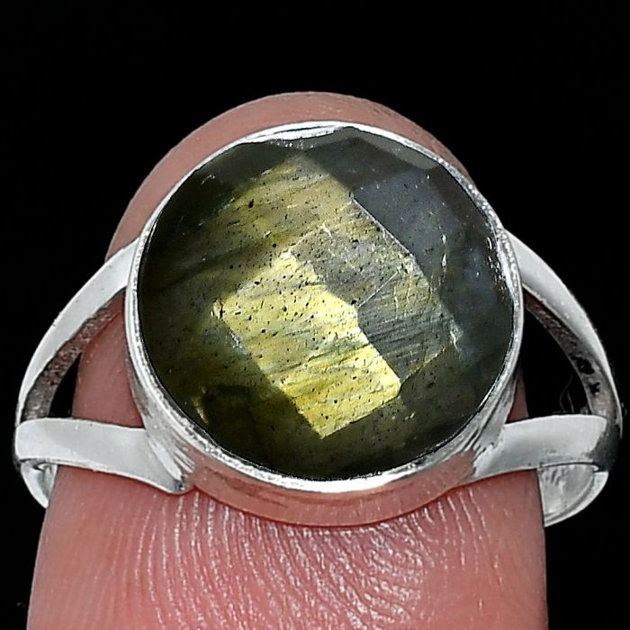 Spectrolite Labradorite Checker Ring size-8 SDR240429 R-1002, 12x12 mm