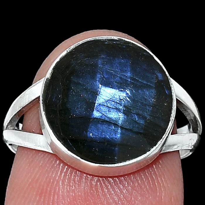 Blue Labradorite Checker Ring size-7 SDR240432 R-1002, 12x12 mm