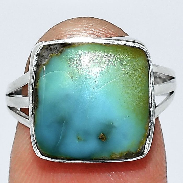 Natural Rare Turquoise Nevada Aztec Mt Ring size-7 SDR240580 R-1003, 12x12 mm