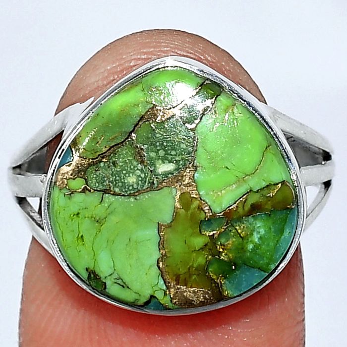 Copper Green Turquoise Ring size-8 SDR240582 R-1003, 15x15 mm