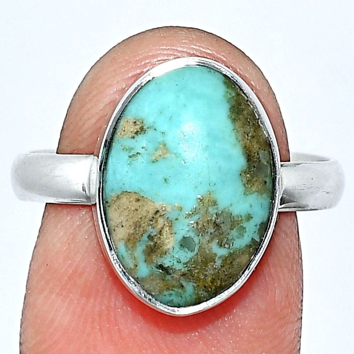 Natural Rare Turquoise Nevada Aztec Mt Ring size-9 SDR240614 R-1001, 10x15 mm