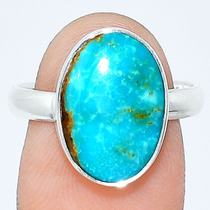 Natural Rare Turquoise Nevada Aztec Mt Ring size-8 SDR240657 R-1001, 11x15 mm