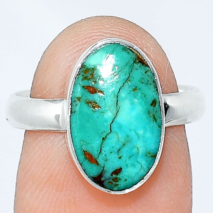 Natural Rare Turquoise Nevada Aztec Mt Ring size-7 SDR240679 R-1001, 8x14 mm