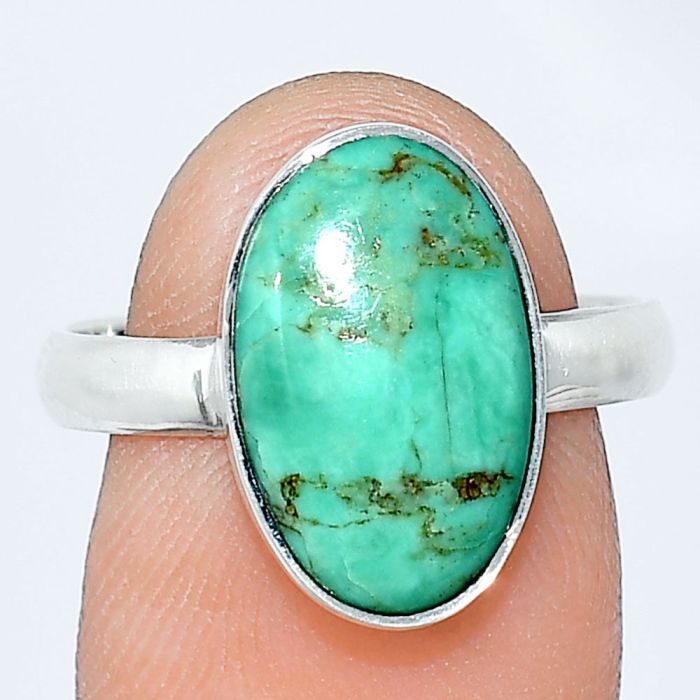Natural Rare Turquoise Nevada Aztec Mt Ring size-8 SDR240722 R-1001, 9x15 mm