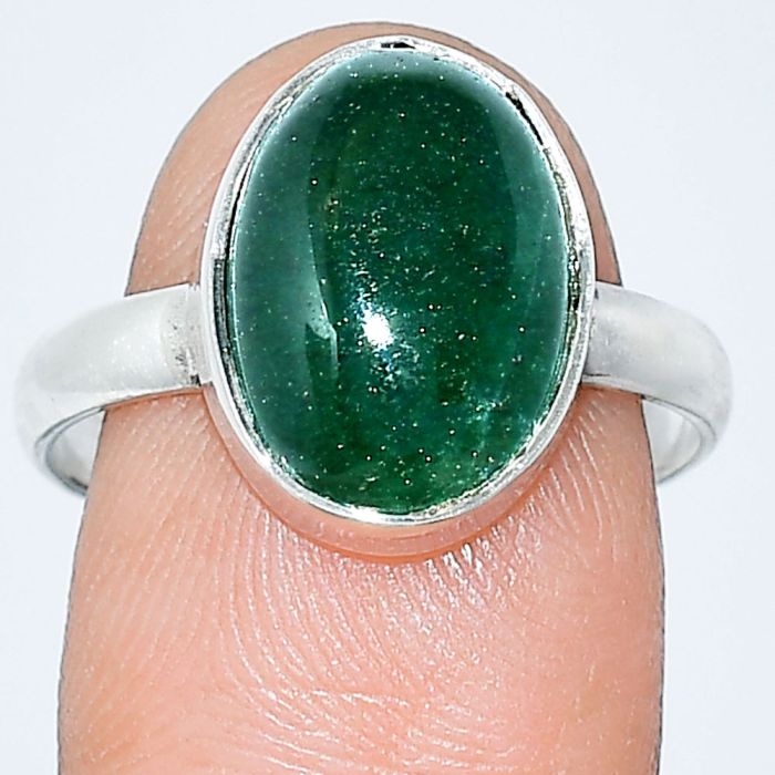 Green Aventurine Ring size-9 SDR240724 R-1001, 10x14 mm