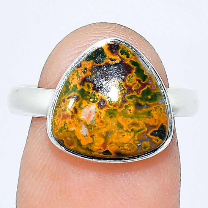 Ocean Jasper Ring size-8 SDR240729 R-1001, 12x12 mm