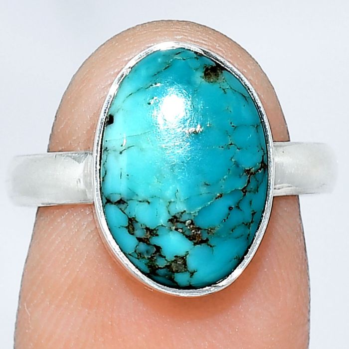 Natural Rare Turquoise Nevada Aztec Mt Ring size-7.5 SDR240747 R-1001, 9x14 mm