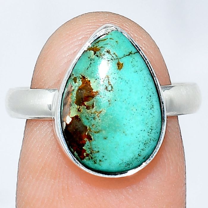 Natural Rare Turquoise Nevada Aztec Mt Ring size-8 SDR240748 R-1001, 10x14 mm