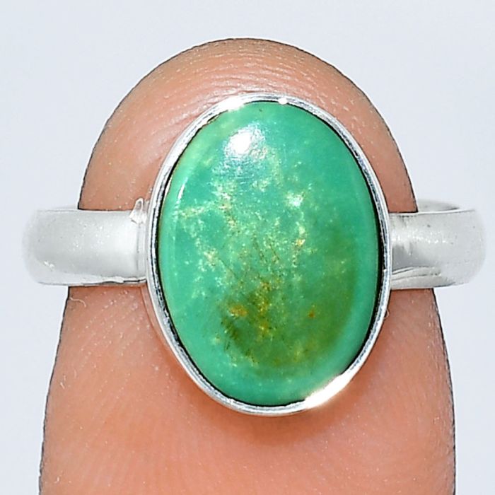 Natural Rare Turquoise Nevada Aztec Mt Ring size-7 SDR240759 R-1001, 9x12 mm