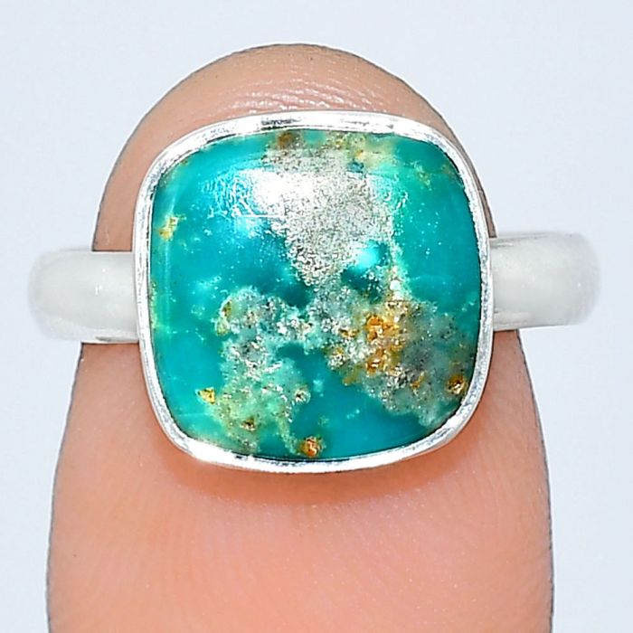 Natural Rare Turquoise Nevada Aztec Mt Ring size-7.5 SDR240787 R-1001, 11x11 mm