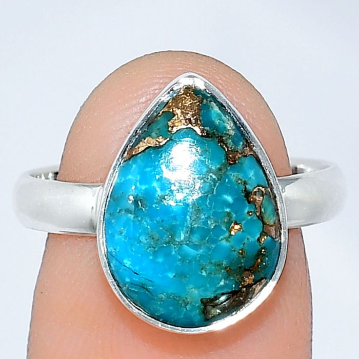 Kingman Copper Teal Turquoise Ring size-8 SDR240814 R-1001, 11x15 mm