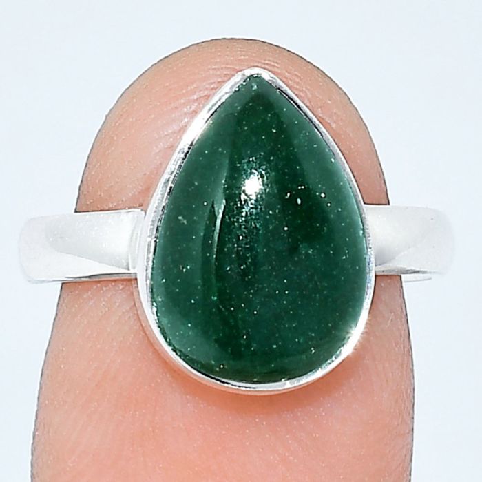 Green Aventurine Ring size-8 SDR240821 R-1001, 10x14 mm