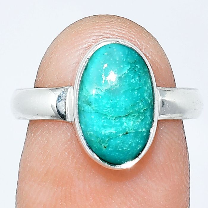 Natural Rare Turquoise Nevada Aztec Mt Ring size-7 SDR240822 R-1001, 7x12 mm