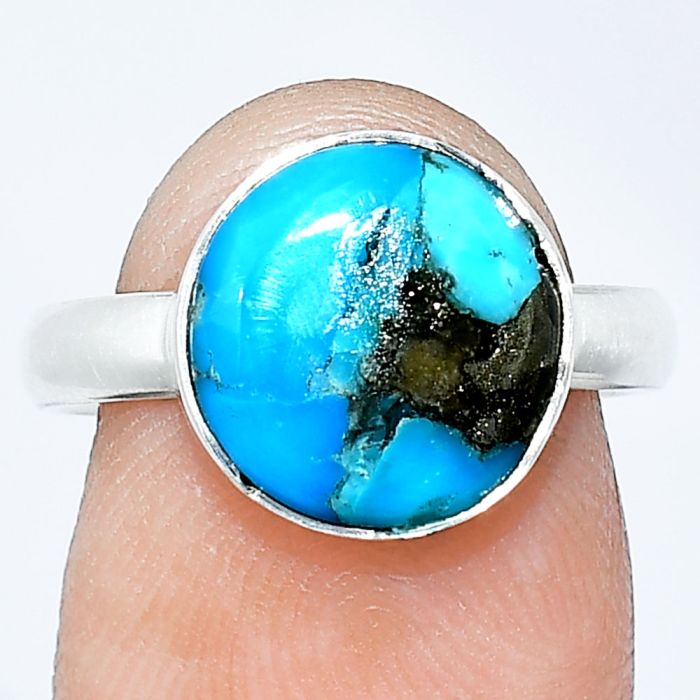 Kingman Turquoise With Pyrite Ring size-7.5 SDR240823 R-1001, 11x11 mm