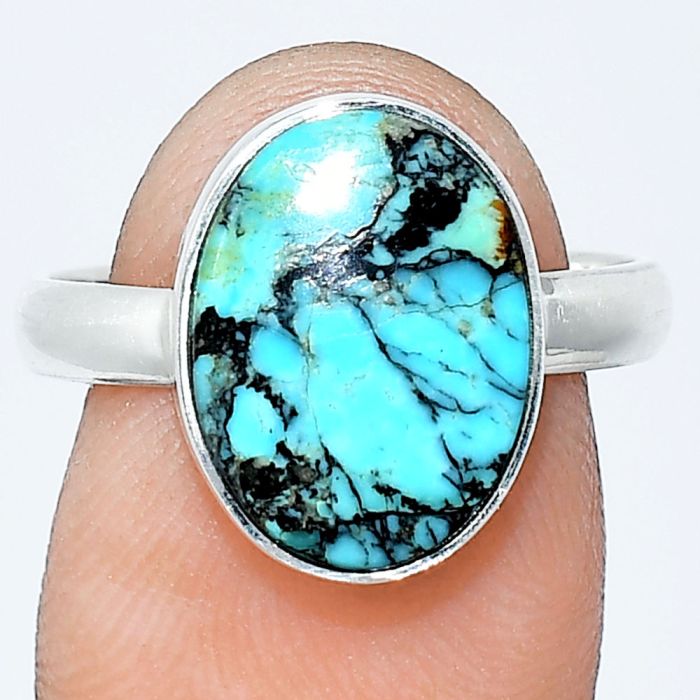 Lucky Charm Tibetan Turquoise Ring size-8 SDR240844 R-1001, 10x14 mm