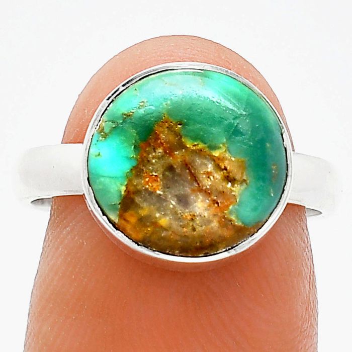 Natural Rare Turquoise Nevada Aztec Mt Ring size-7 SDR240854 R-1001, 11x11 mm