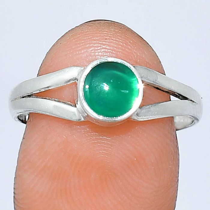 Green Onyx Ring size-8 SDR240870 R-1505, 6x6 mm