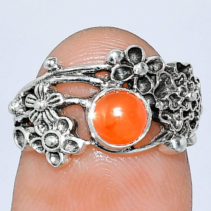 Carnelian Ring size-6 SDR240875 R-1041, 5x5 mm