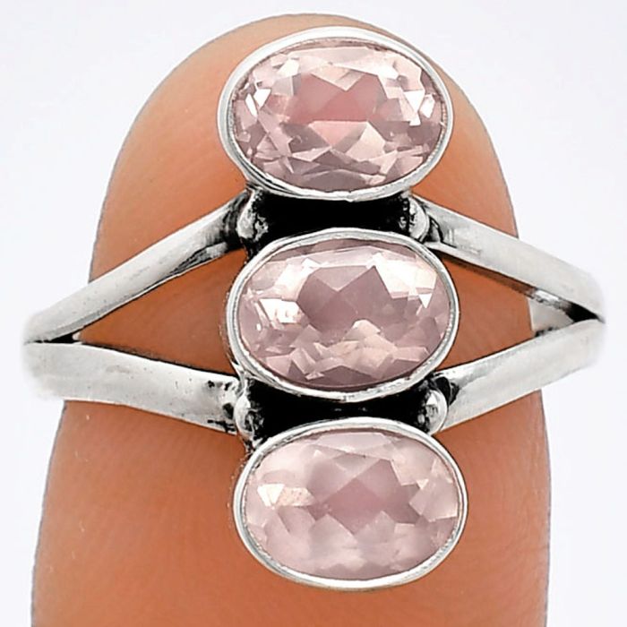 Rose Quartz Ring size-7.5 SDR240879 R-1263, 7x5 mm