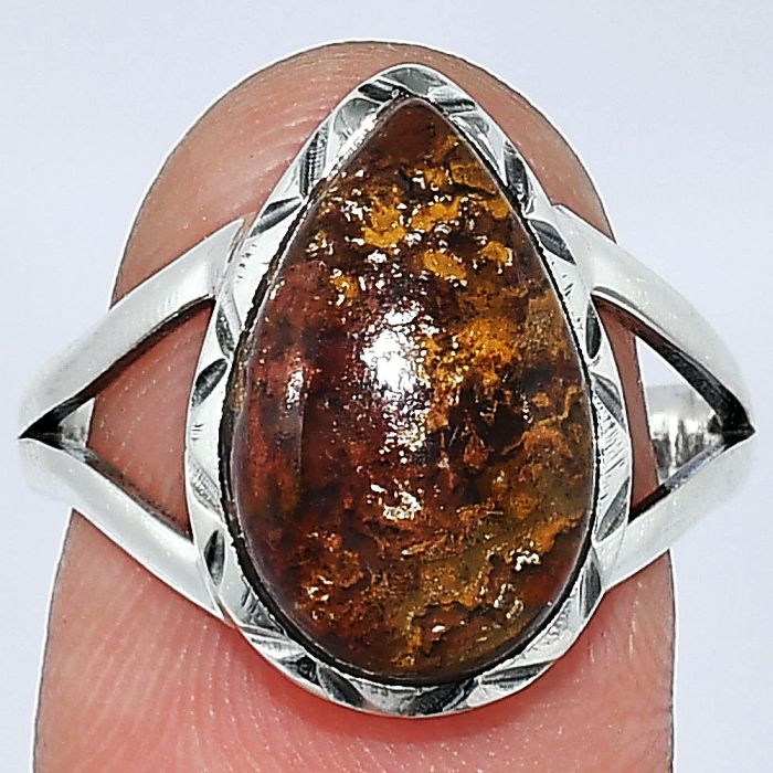 Red Moss Agate Ring size-8 SDR240892 R-1014, 10x16 mm