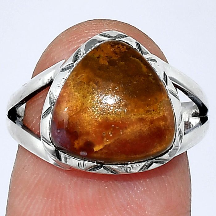 Red Moss Agate Ring size-7 SDR240896 R-1014, 11x11 mm