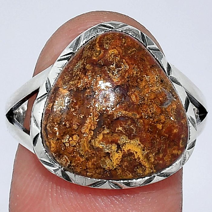 Red Moss Agate Ring size-9 SDR240899 R-1014, 14x14 mm