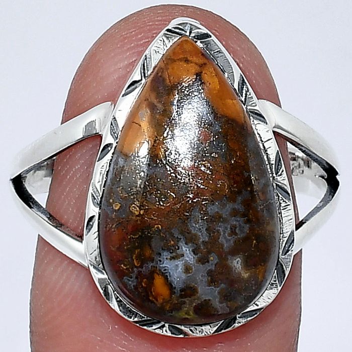 Red Moss Agate Ring size-10 SDR240914 R-1014, 11x18 mm