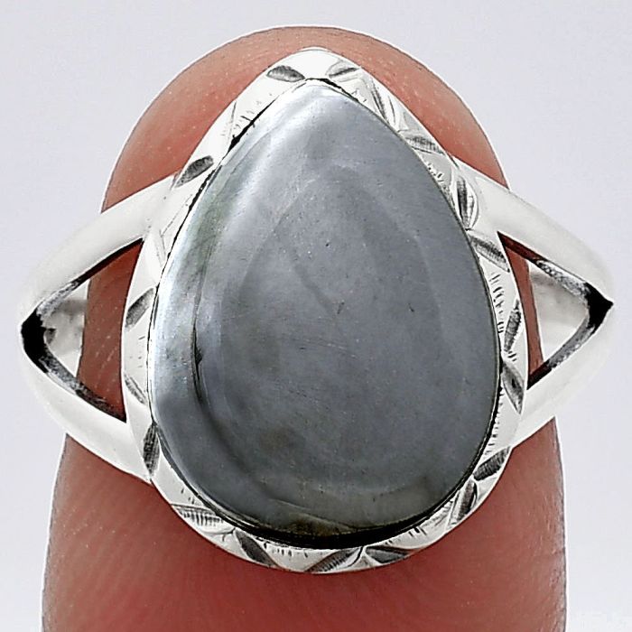 Gunmetal Ring size-8.5 SDR240922 R-1014, 11x15 mm