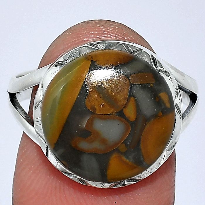 Bamboo Jasper Ring size-9 SDR240945 R-1074, 14x14 mm