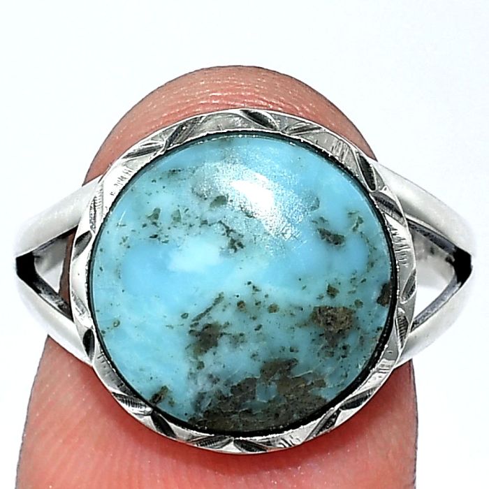 Natural Turquoise Morenci Mine Ring size-8.5 SDR240968 R-1074, 13x13 mm