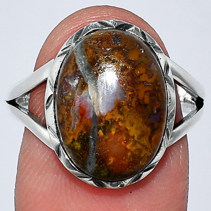 Red Moss Agate Ring size-8.5 SDR240971 R-1074, 11x15 mm