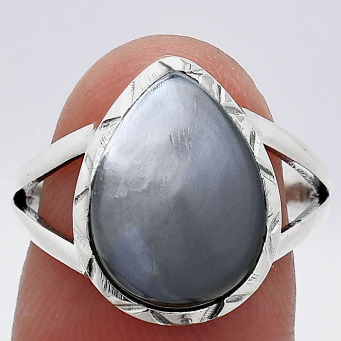 Gunmetal Ring size-8 SDR240974 R-1074, 10x14 mm