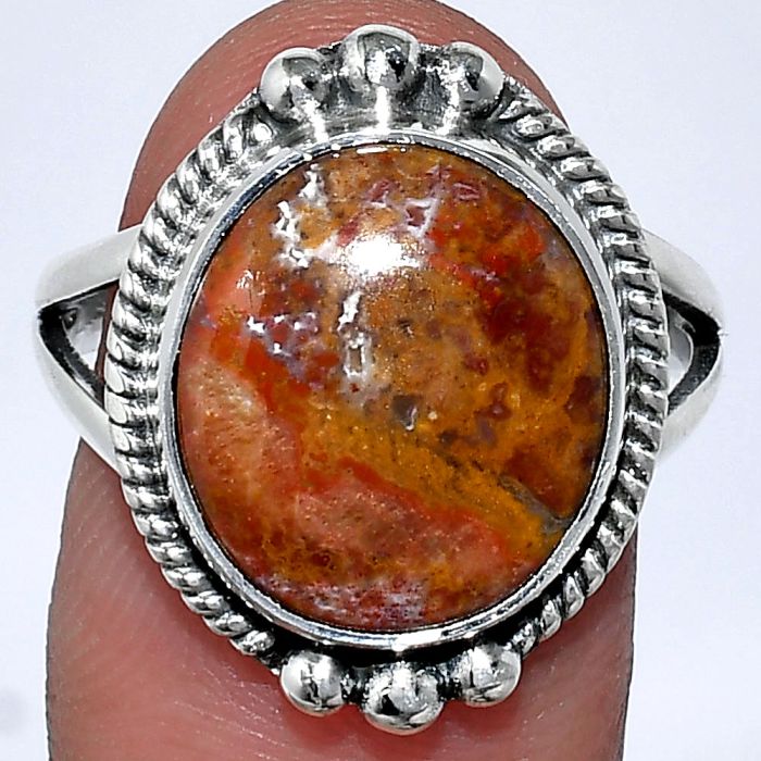 Rare Cady Mountain Agate Ring size-9 SDR241010 R-1253, 13x15 mm